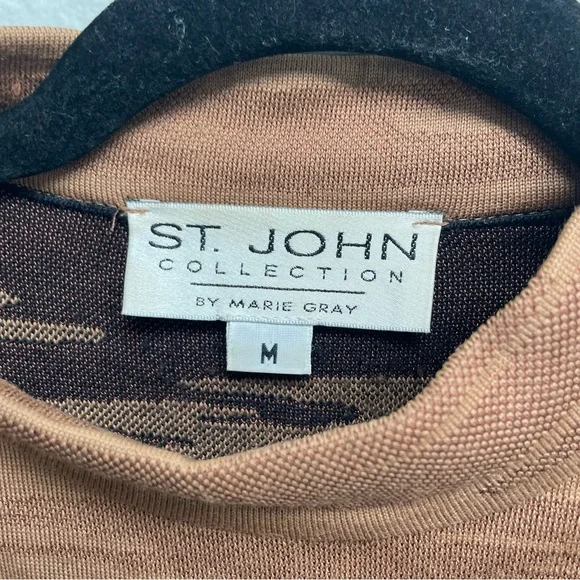 St. John mock neck sweater safari elephant print knit size medium - Picture 7 of 8